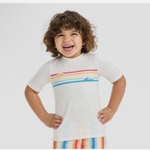 🌈🤿Cat & Jack White Rashguard with Colorful Stripes With HAT!